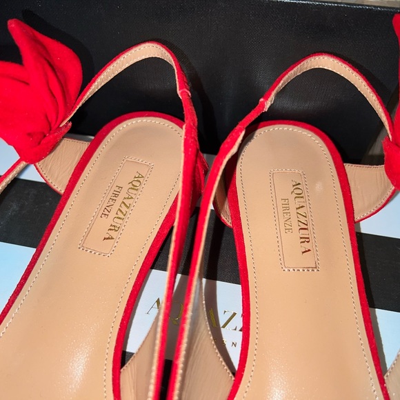 BNIB Aquazzura Red Suede Ballet Ballerina Slingback Flats - Picture 6 of 15